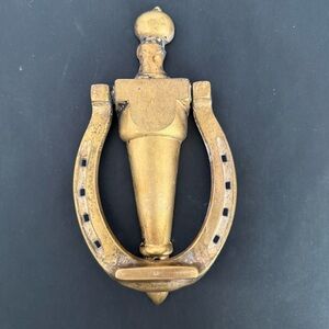Vintage Brass Horse Shoe Door Knocker Lucky Equestrian